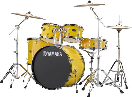 Rydeen 5-Pc Drum Set (22,10,12,16,Snare) w/Hardware, Cymbals and Throne - Yellow