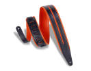 Levys - 2-1/2 Inch Double Racing Stripe Guitar Strap - Orange/Black