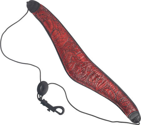 Deluxe Leather Padded Saxophone Strap - Red Geranium