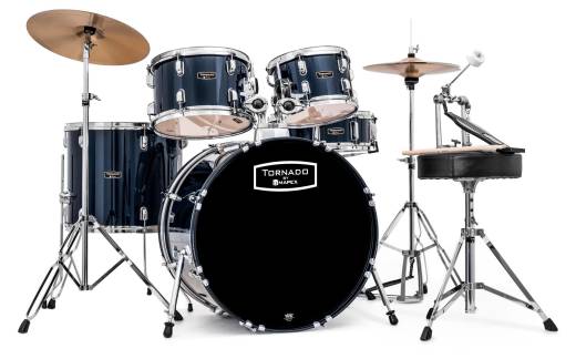 Tornado 5-Piece Drum Kit (20,10,12,14,SD) with Cymbals and Hardware - Blue