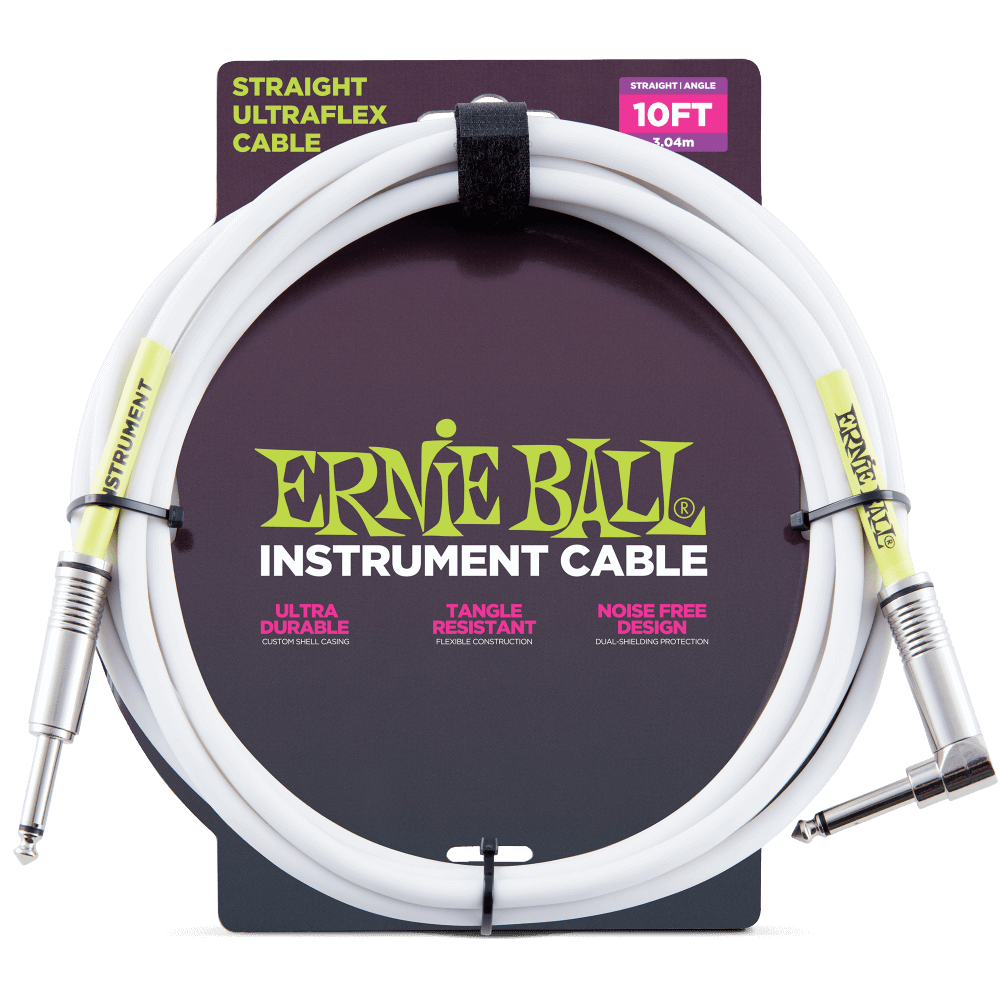 Ernie Ball 10 Straight/Angle Instrument Cable White