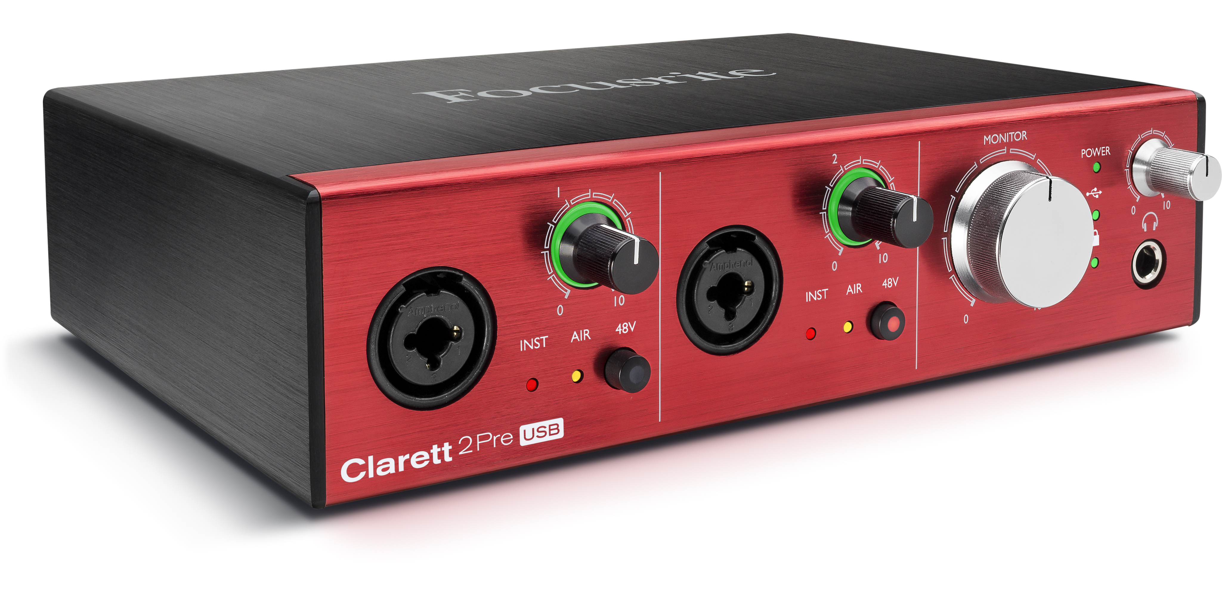 Focusrite Clarett 2Pre USB 24/192 10-In/4-Out Audio Interface For